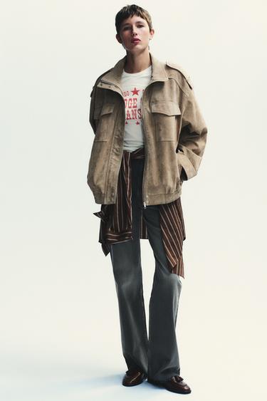 TRF WIDE-LEG HIGH-WAIST FULL-LENGTH JEANS - Anthracite grey by Zara