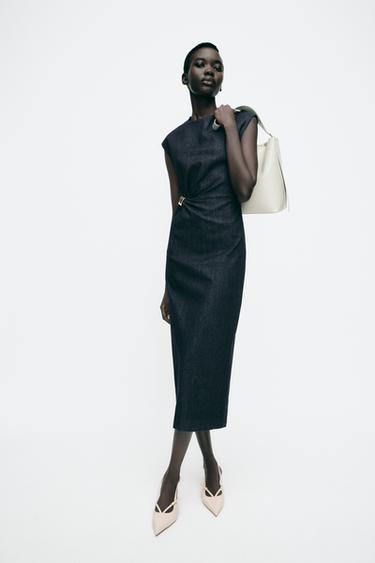 Z1975 GOLD APPLIQUÉ DENIM MIDI DRESS - Blue by Zara - Image 0