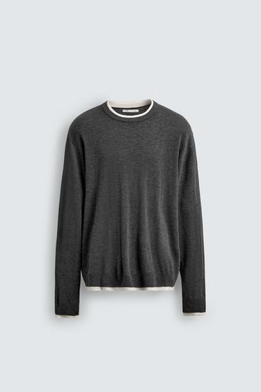JUMPER WITH CONTRAST TRIMS - Grey by Zara