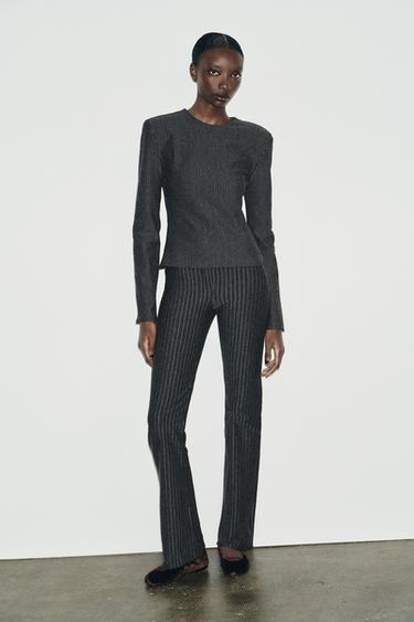 TOP WITH SHOULDER PADS AND PINSTRIPE - Stripes by Zara