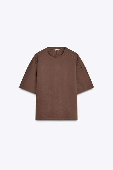 SHORT SLEEVE INTERLOCK SWEATSHIRT - Brown by Zara