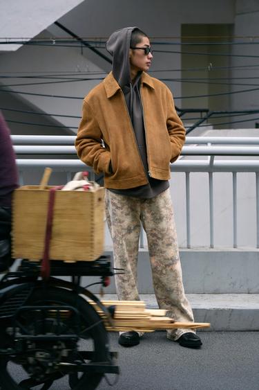 LIMITED EDITION SUEDE LEATHER JACKET - camel by Zara