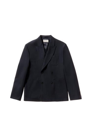 DOUBLE-BREASTED 100% WOOL SUIT BLAZER - Dark navy by Zara