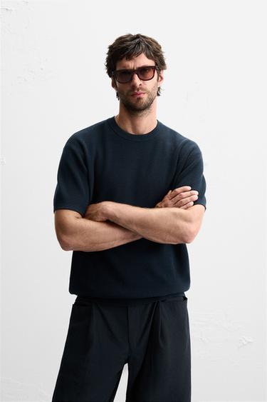PEARL KNIT T-SHIRT - Navy blue by Zara