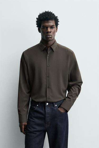 SLIM FIT SHIRT - Brown / Taupe by Zara