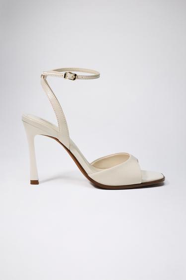 PATENT-FINISH HIGH-HEEL SANDALS - White by Zara