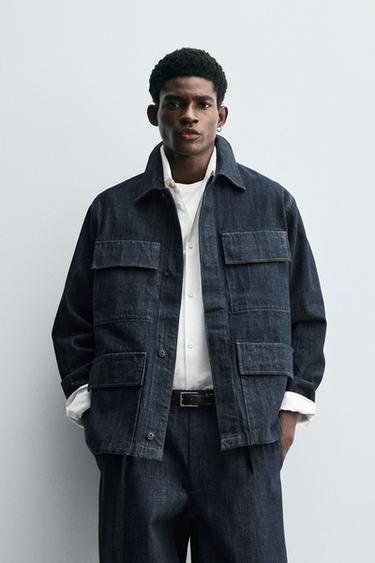 RELAXED FIT DENIM JACKET WITH POCKETS - Indigo by Zara