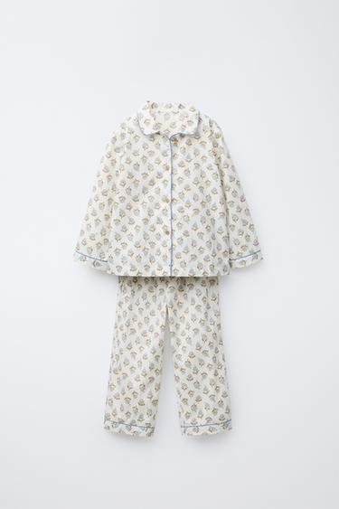 3-6 YEARS/ FLORAL SHIRT AND TROUSERS PYJAMAS - camel by Zara - Image 0