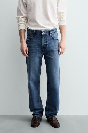 STRAIGHT-LEG COTTON-LYOCELL JEANS - Blue by Zara