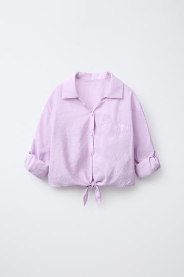 KNOTTED FLOWING SHIRT - Light mauve by Zara