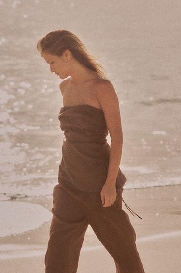 FLOWING BANDEAU TOP - Chocolate brown by Zara - Image 0