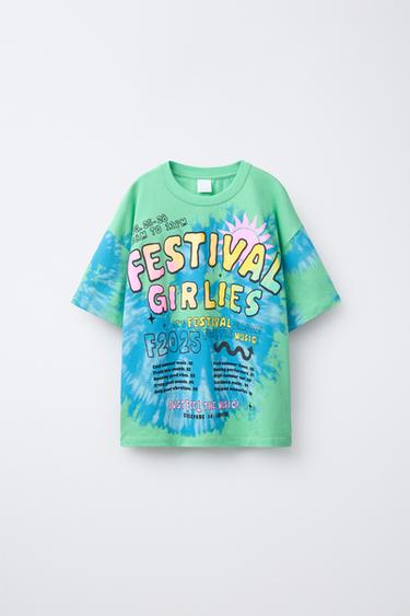 TIE-DYE SLOGAN T-SHIRT - Multicoloured by Zara - Image 0