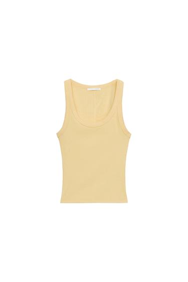 RIBBED SLEEVELESS TOP - Yellow by Zara