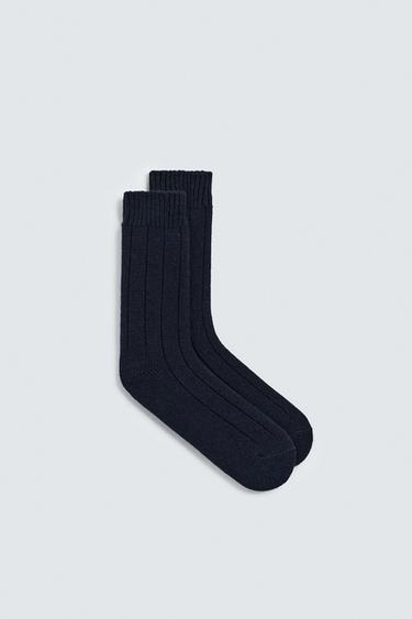 AARON LEVINE X ZARA RIBBED WOOL BLEND SOCKS - Navy blue by Zara