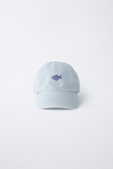 DENIM CAP WITH EMBROIDERED FISH - Blue by Zara