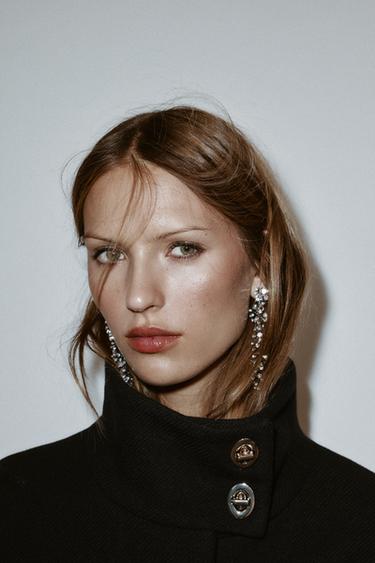 WATERFALL RHINESTONE EARRINGS - Silver by Zara