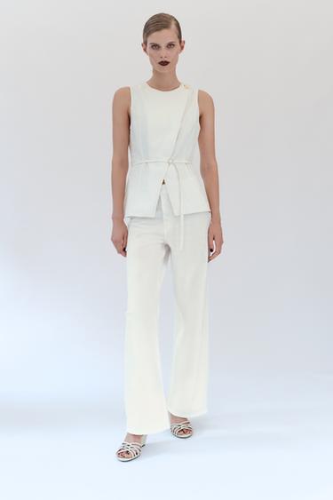 Z1975 STRAIGHT-LEG JEANS WITH PRESSED CREASE - White by Zara