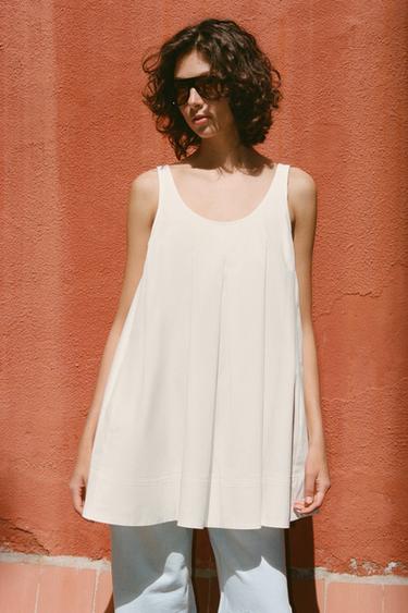 POPLIN MINI DRESS - Oyster-white by Zara