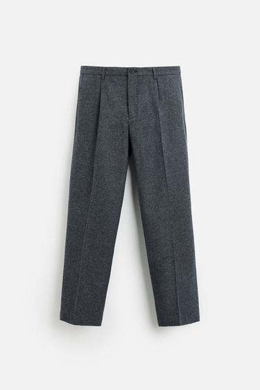 TEXTURED SLIM FIT TROUSERS - Blue / Grey by Zara