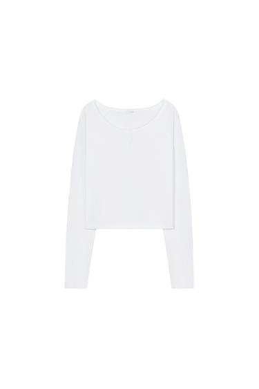 HENLEY NECK T-SHIRT - White by Zara