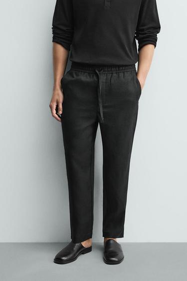 100% LINEN RELAXED FIT TROUSERS - Black by Zara