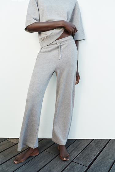 FADED WIDE-LEG TROUSERS - Grey marl by Zara