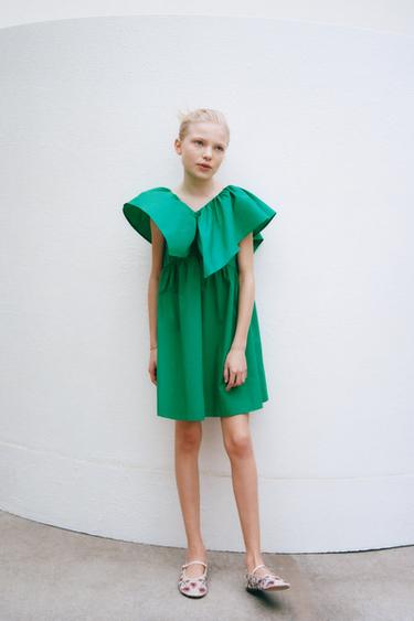 RUFFLED DRESS - Green by Zara