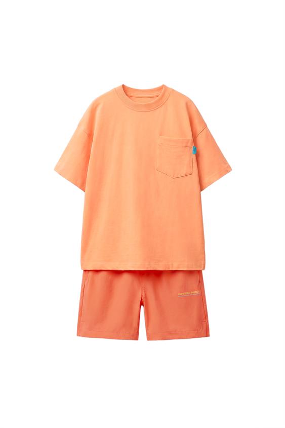 TECHNICAL T-SHIRT AND BERMUDA SHORTS SET - Bright orange by Zara - Image 0