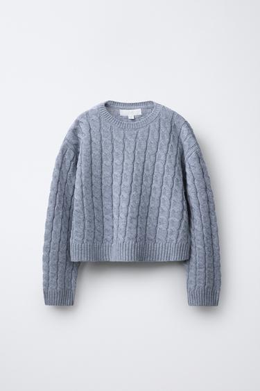 CABLE-KNIT JUMPER - Blue / Grey by Zara