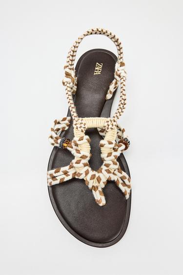 STRAPPY FLAT SANDALS - white by Zara