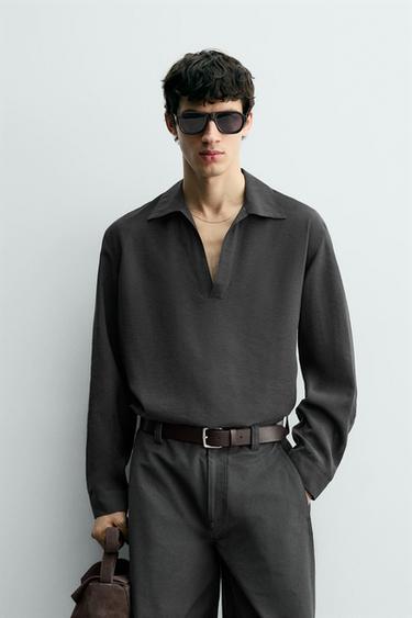 FLOWING POLO SHIRT - Grey by Zara