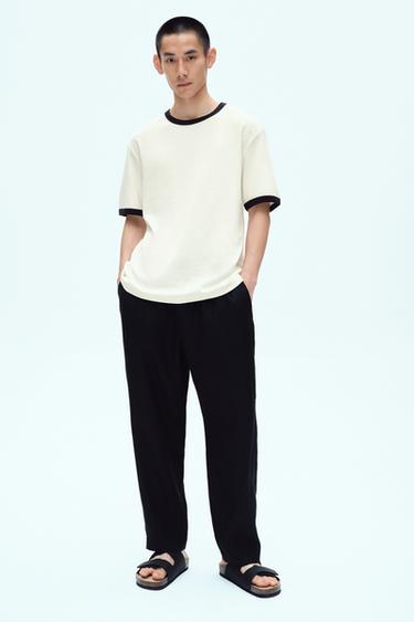 BASIC CONTRAST RIB T-SHIRT - Oyster-white by Zara
