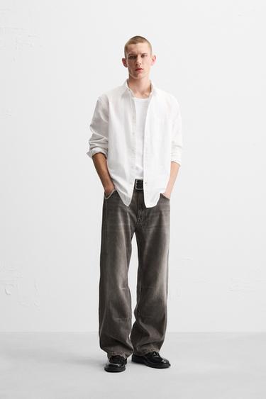 BAGGY JEANS WITH SEAM DETAIL - Dark brown by Zara