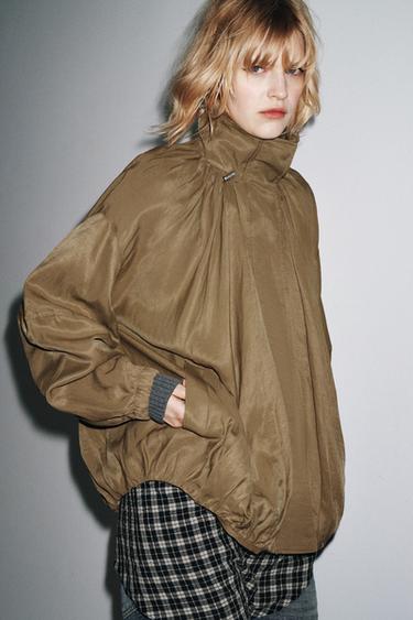 ZW COLLECTION FLUID BOMBER JACKET - Brown / Taupe by Zara