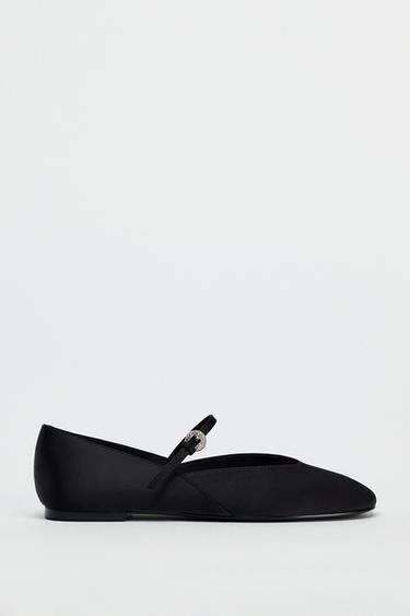 SATIN-EFFECT BALLET FLATS 50TH ANNIVERSARY - Black by Zara