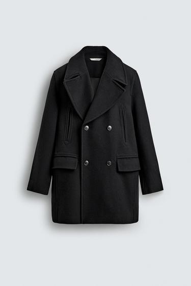 DOUBLE-BREASTED 3/4 LENGTH COAT WITH POCKETS - Black by Zara