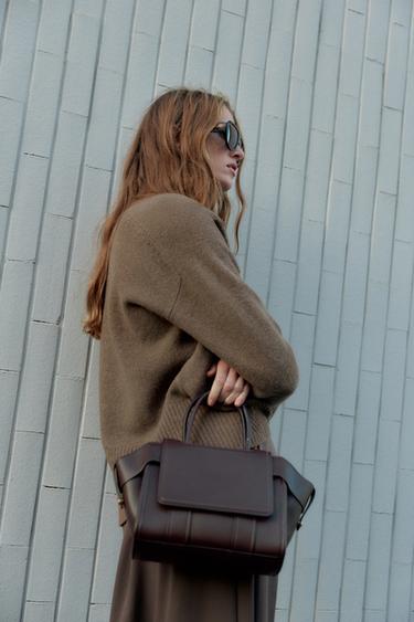 CITY BAG WITH FLAP - Burgundy Red by Zara