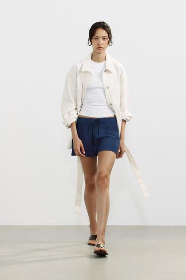 STRUCTURED FLOWING SHORTS - Navy blue by Zara - Image 0