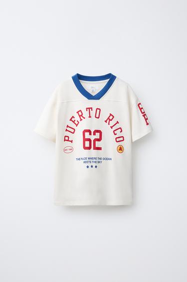 VARSITY SLOGAN T-SHIRT - Oyster-white by Zara