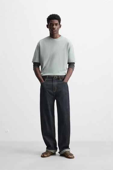SHIRT WITH EMBROIDERED SLOGAN - Green / Blue by Zara - Image 0
