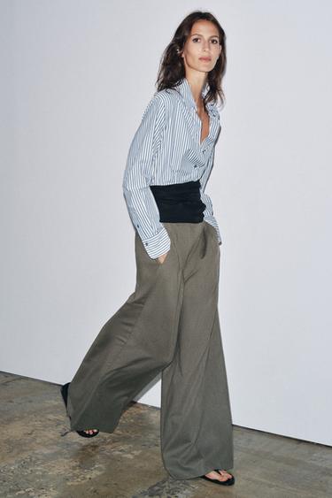ZW COLLECTION STRIPED FLOWING SHIRT - Blue/White by Zara