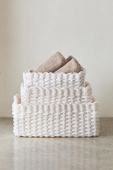 DOUBLE WOVEN BASKET - White by Zara