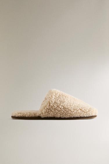 FAUX SHEARLING MULE SLIPPERS - Ecru White by Zara