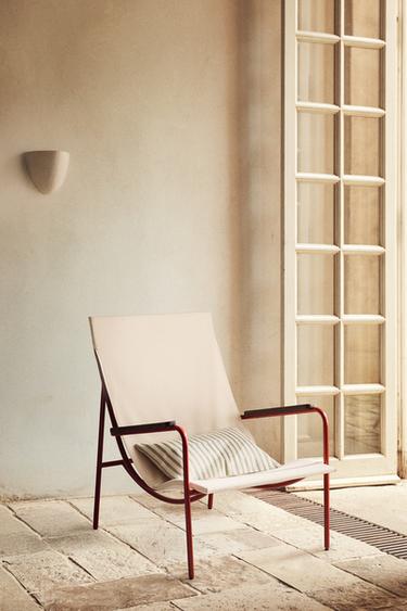 COLOURED TEXTURED METAL CHAIR - Ecru / Red by Zara