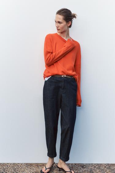 Z1975 BRAIDED BELT CHINO DENIM TROUSERS - Blue by Zara - Image 0