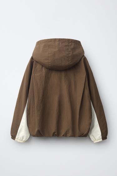 LIGHTWEIGHT COLOUR BLOCK RAINCOAT - Brown by Zara