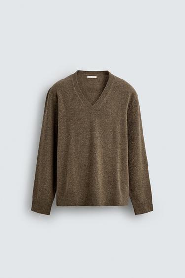 WOOL BUTTON-UP JUMPER - Brown / Taupe by Zara