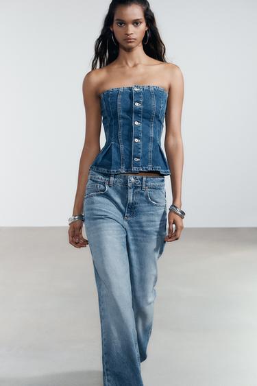 TRF MID-WAIST WIDE-LEG JEANS - Blue by Zara