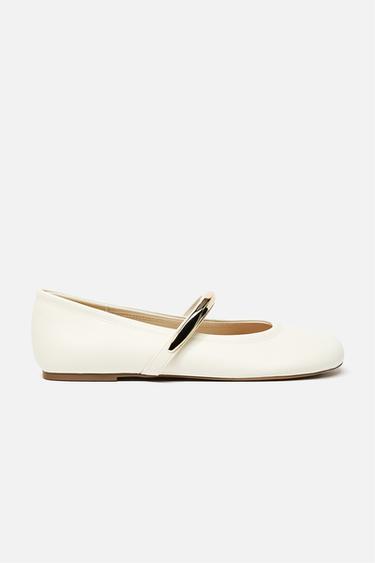 BALLERINAS WITH METAL STRAP - White by Zara