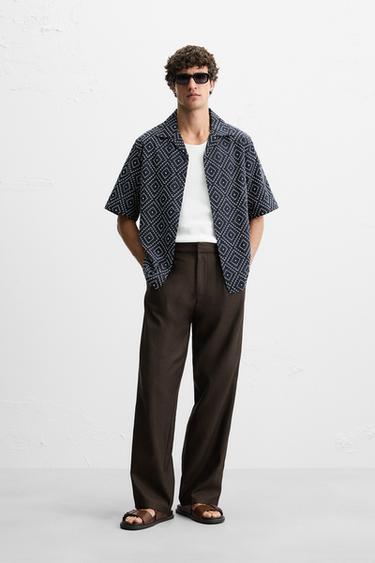 SHIRT WITH CONTRAST EMBROIDERY - Navy blue by Zara - Image 0